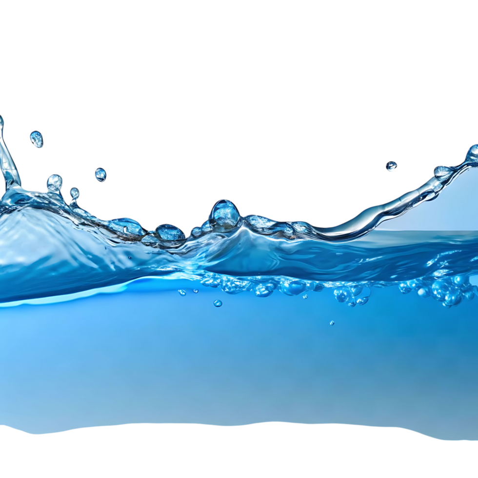 Stunning Closeup of a Blue Water Wave Splashing Against transparent Background Showing Bubbles and Surface Tension png