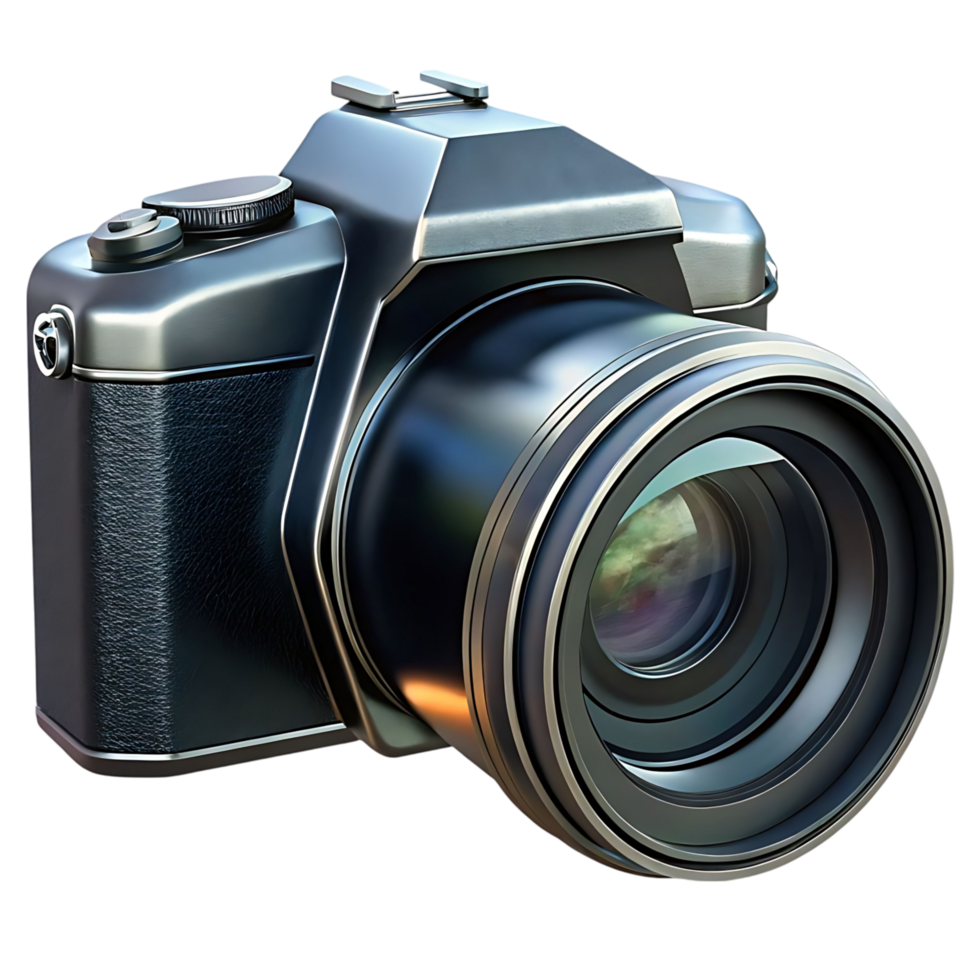 Sleek Vintage 35mm Film Camera with Large Lens High Resolution png