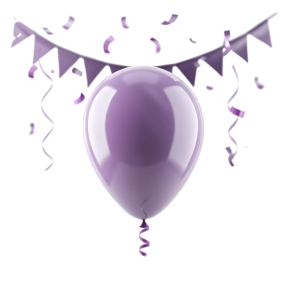 Purple Balloon with Confetti and Bunting for a Festive Celebration png