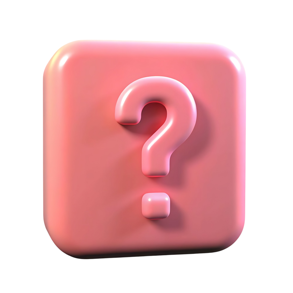 Three Dimensional Pink Question Mark Icon on Square Background png