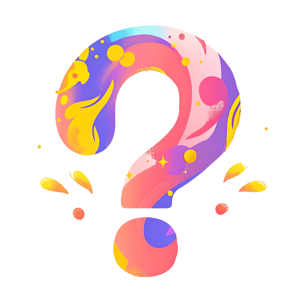 Colorful Abstract Question Mark Design with Swirls and Splashes png