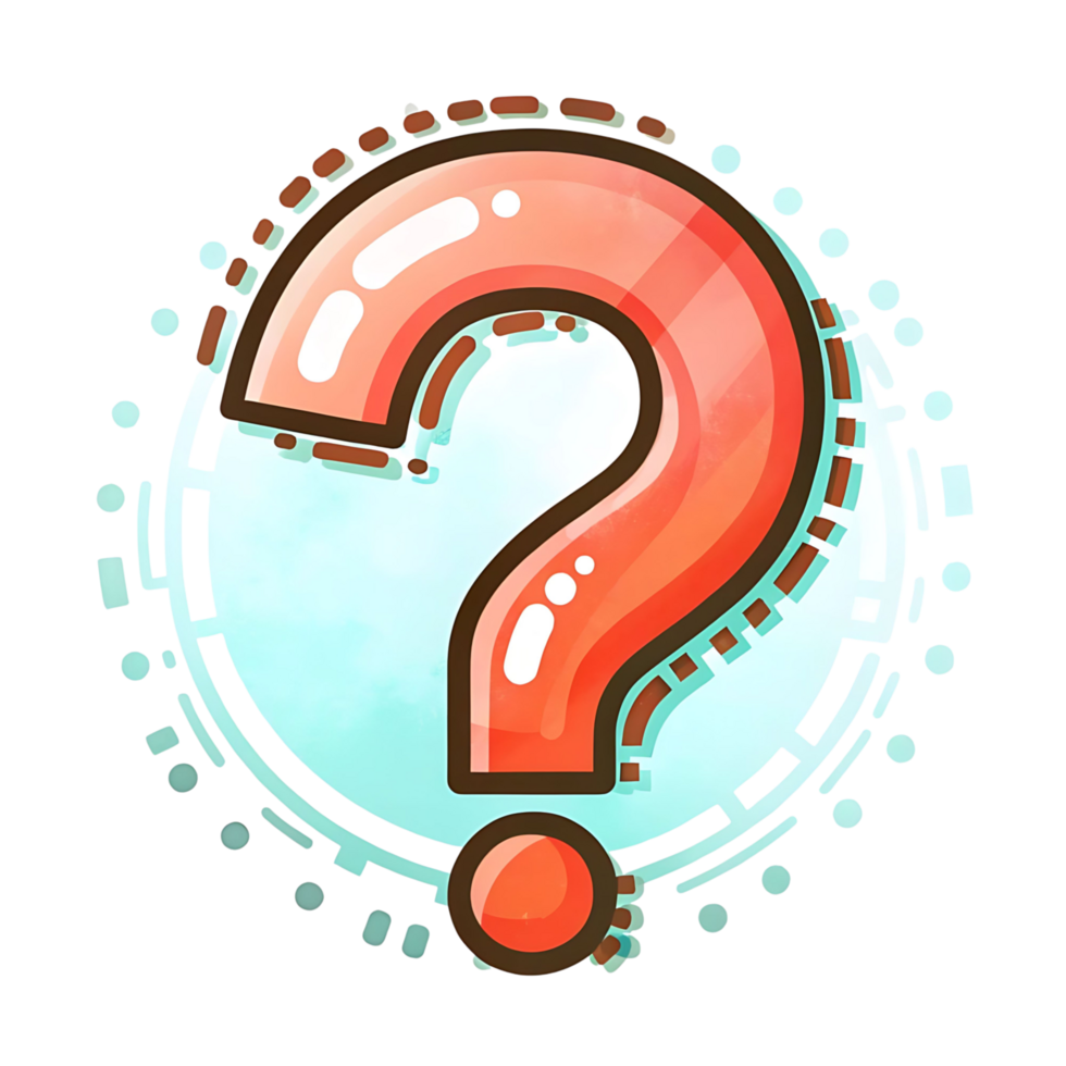 A Colorful Illustrated Question Mark with a Techy Circular Design png
