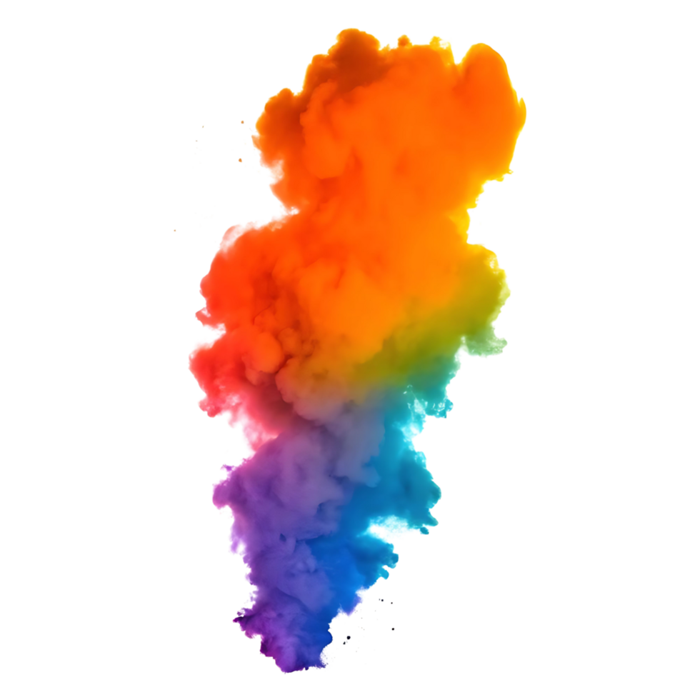 Abstract Rainbow Ink Cloud Splash on transparent Background Artistic Design Element png