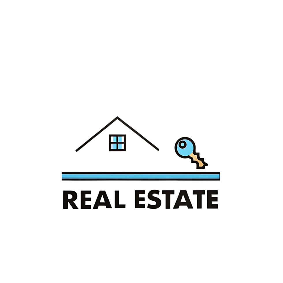 Modern Real Estate Logo Design with House and Key transparent png