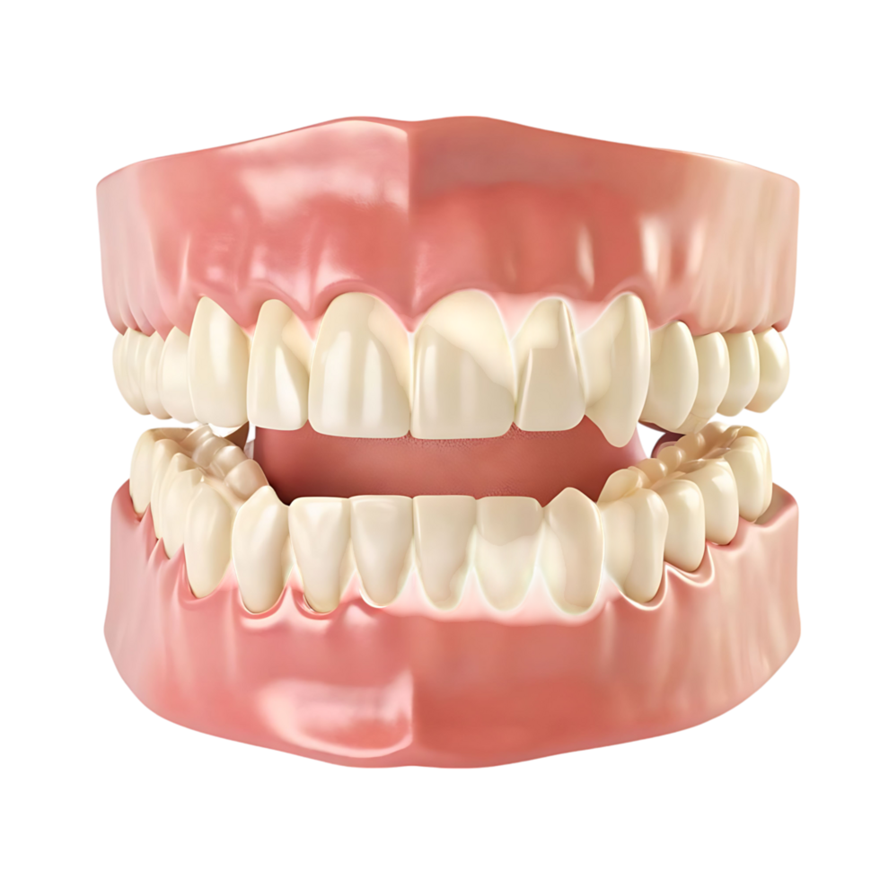 3D Render of Human Teeth and Gums Showing Gum Recession Dental Model png