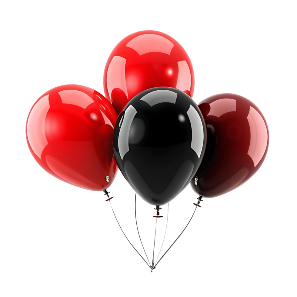 Glossy Red and transparent Balloons Bunch Festive Celebration Party Decoration png