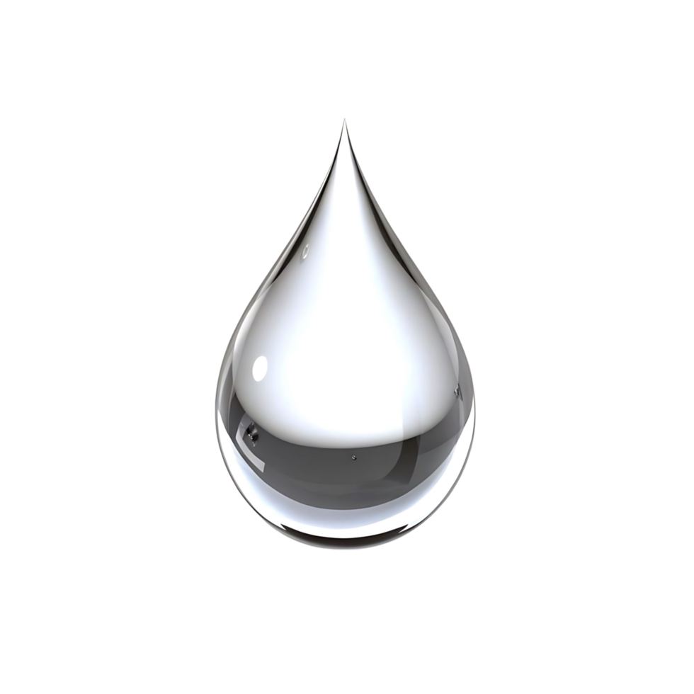 A Single Polished Metallic Droplet of Liquid on transparent Background Liquid Drop Isolated 3D Render png