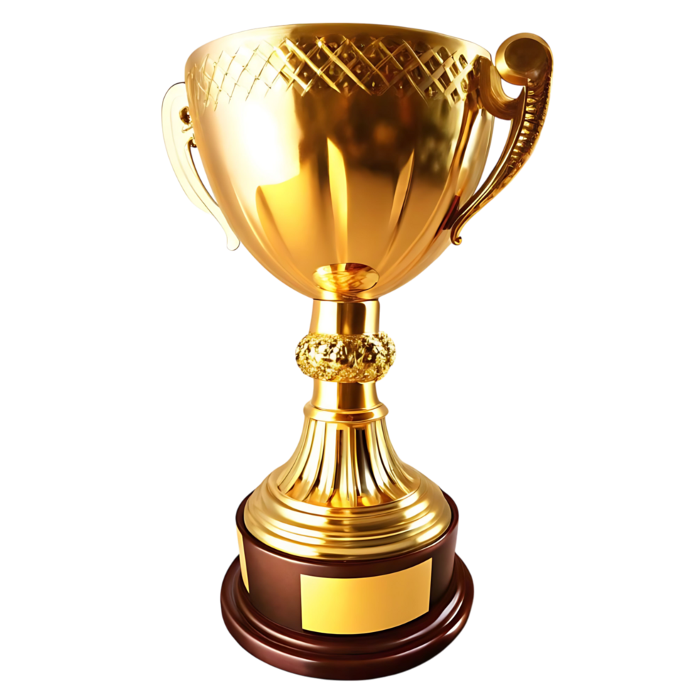 A magnificent golden trophy with intricate details and a wooden base an award for champions a symbol of victory and success a prize png
