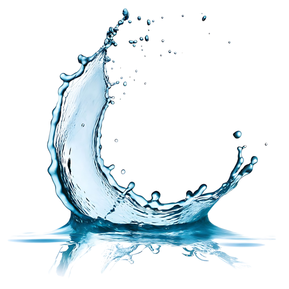 Stunning Blue Water Splash with Droplets and Reflection on transparent Background png