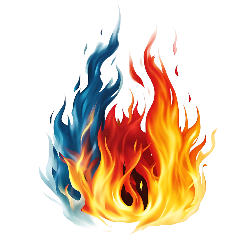 Fiery Blaze Abstract Art Blue Red Orange Flames transparent Graphic Design png