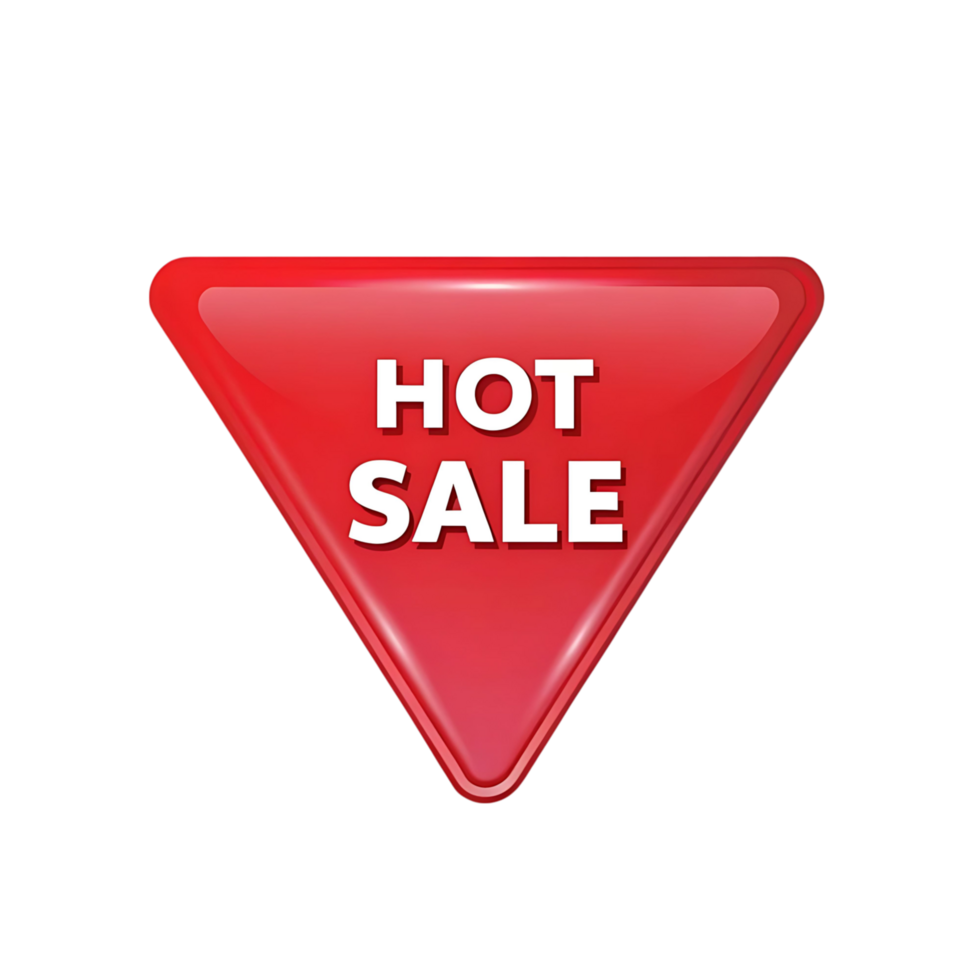 Hot Sale Announcement Red Triangular Glossy Button Web Banner png