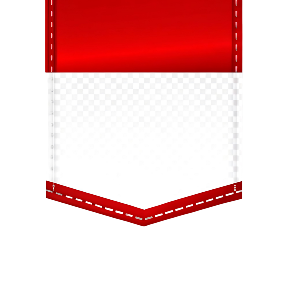 Red and White Blank Label Tag with Stitching Detail Perfect for Branding and Design Projects png