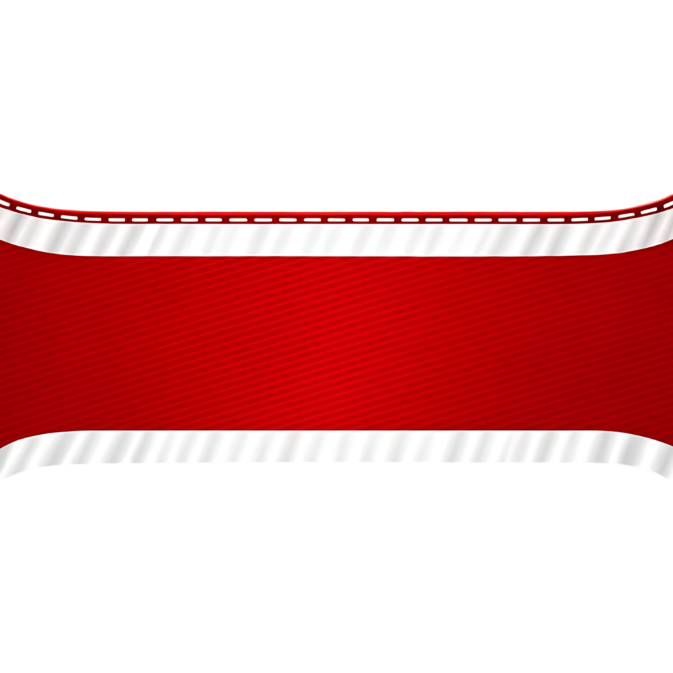 Abstract Red and White Fabric Banner with Stitched Edges Design Element for Website or Presentation Background png