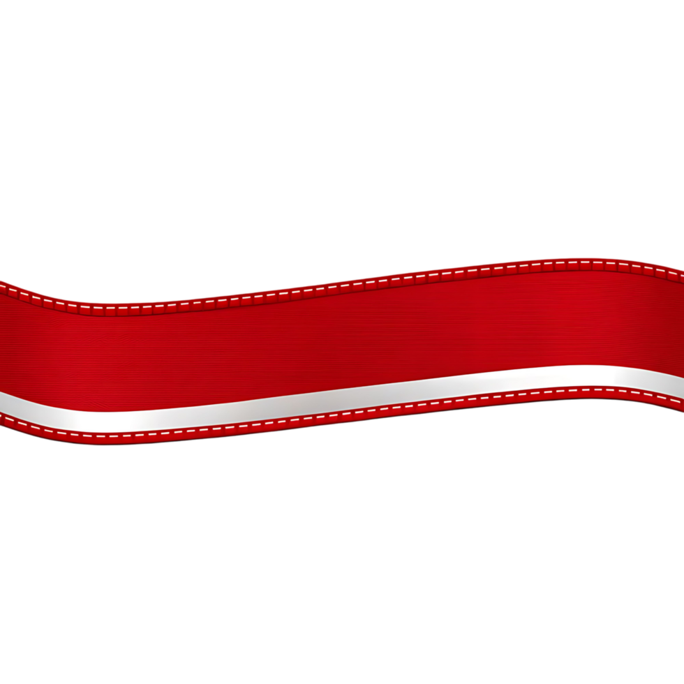 Abstract Red and White Wavy Ribbon Banner on transparent Background Design Element png