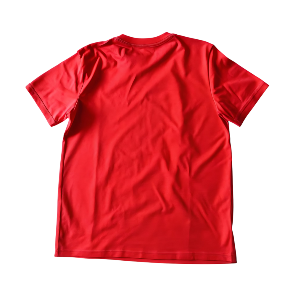 Red Crew Neck TShirt Back View on transparent Background Blank Template for Design Mockup png