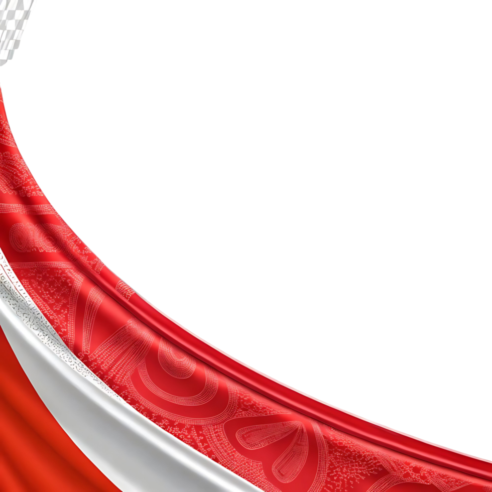 Abstract Red and White Fabric Drape with Intricate Pattern on transparent Background Elegant Design Element for Presentation or Website png