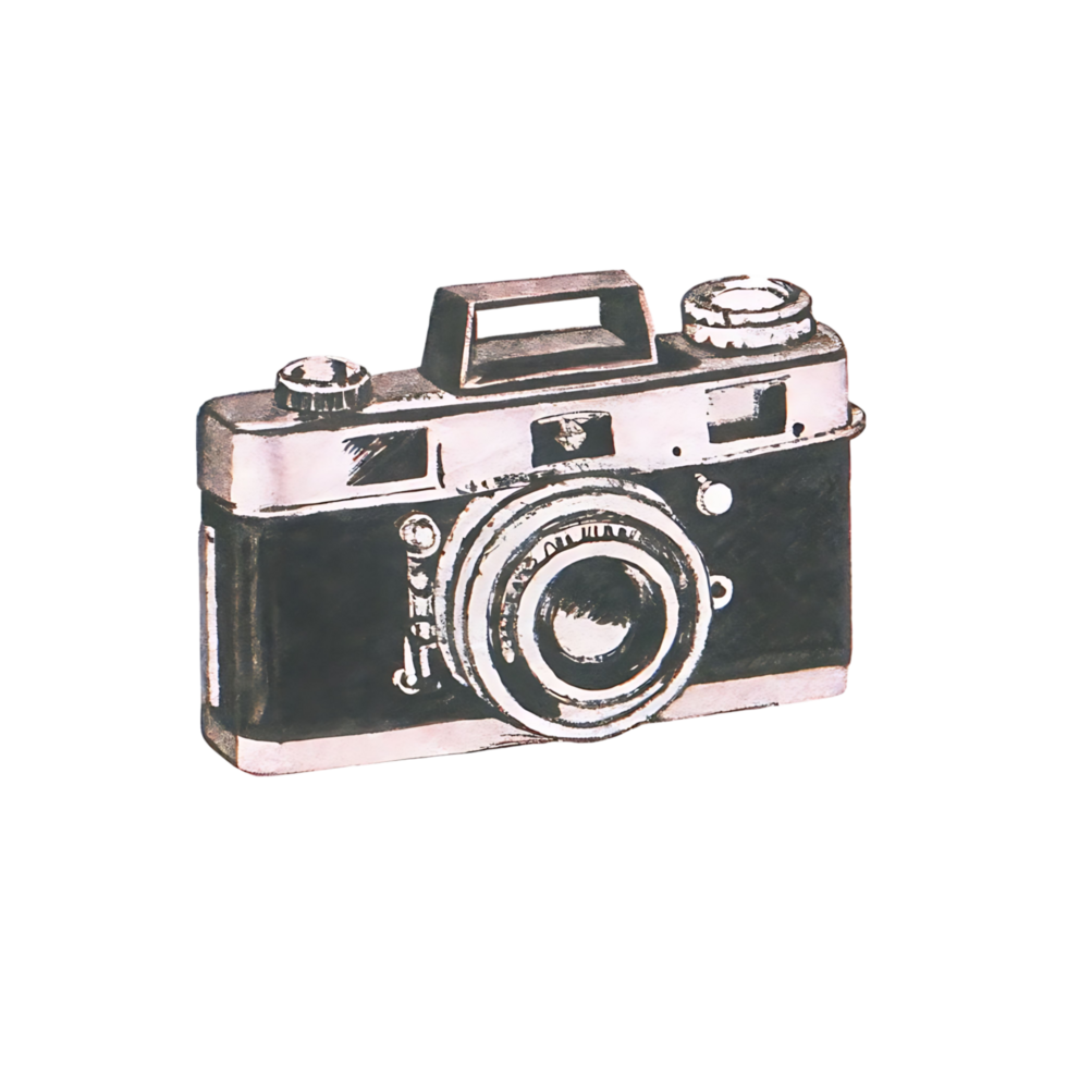 Vintage Camera transparent A Detailed Watercolor Sketch of a Classic Film Camera png