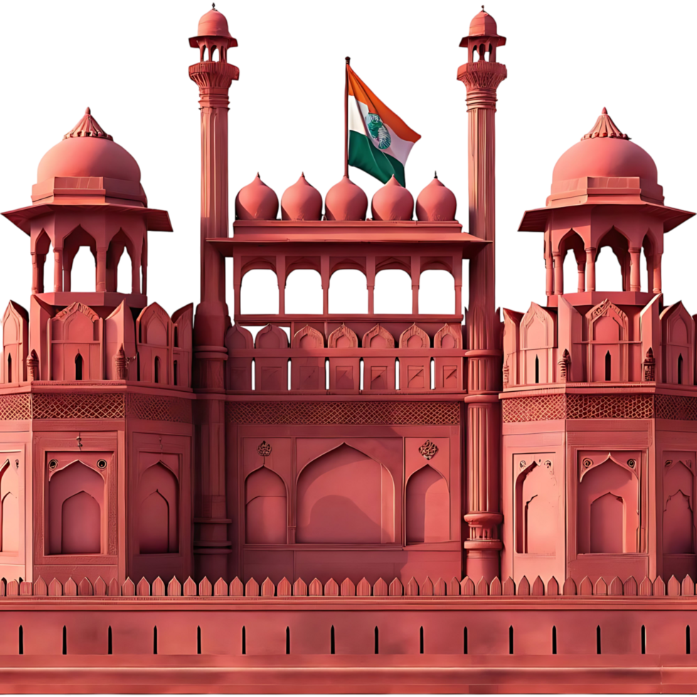 Majestic Red Fort of Delhi India Architectural Marvel with Indian Flag png