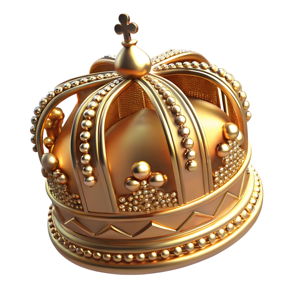 A Stunning 3D Render of a Golden Kings Crown Adorned with Jewels png