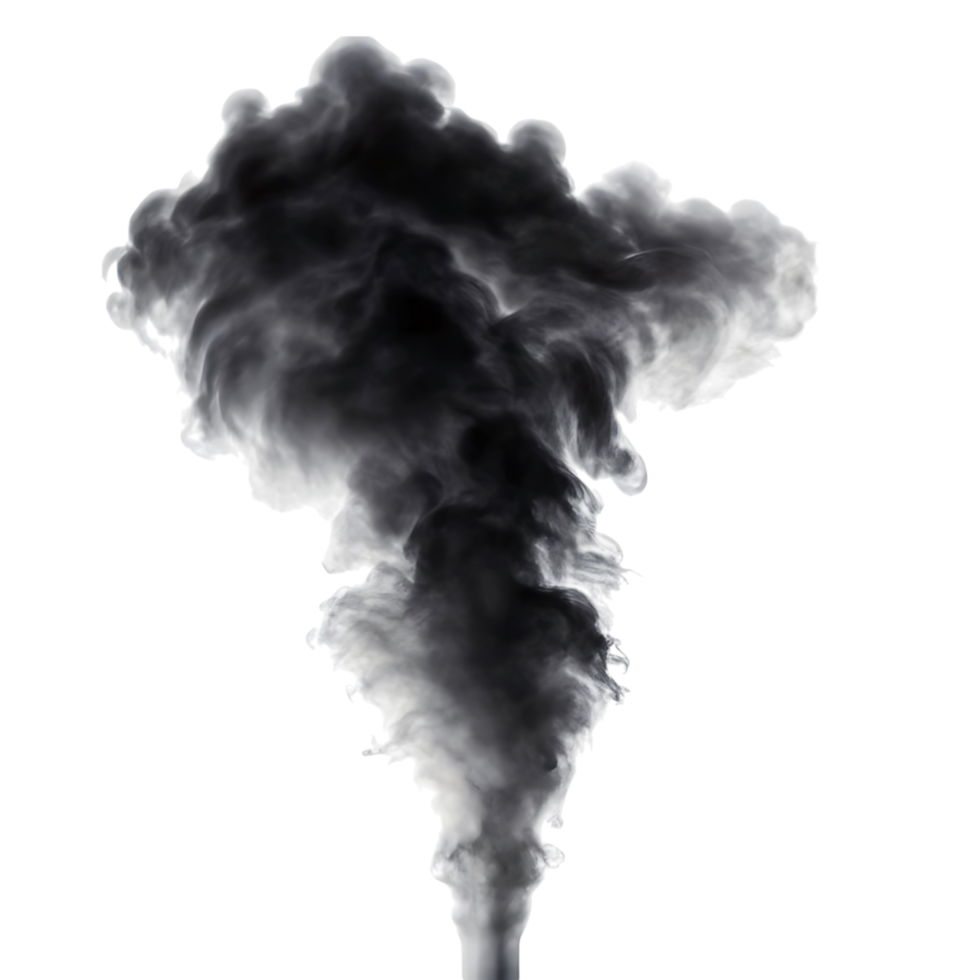 Abstract grayscale of a swirling smoke plume against a transparent background a billowing cloud of smoke rising png