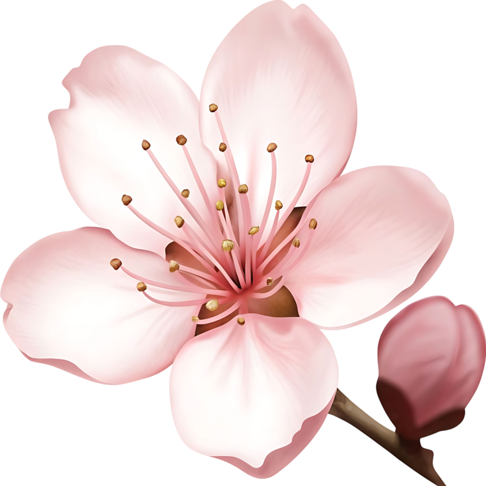 Closeup of a Delicate Pink Flower Blossom with Soft Petals and Golden Stamens png