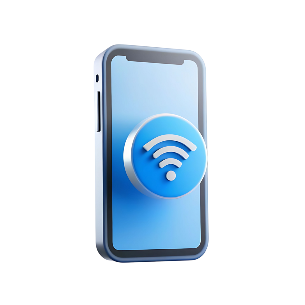 3D Render of Smartphone Displaying Wifi Connection Icon Mobile Technology Wireless Network Internet Access png