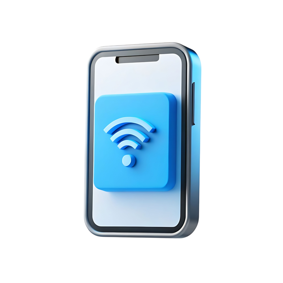 3D Render of Smartphone Displaying Wifi Connection Icon Mobile Internet Access Wireless Network Technology png