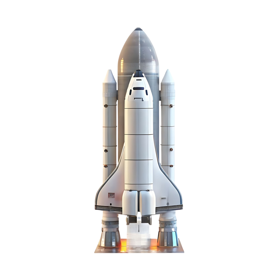 Space Shuttle Ready for Launch on Dark Background Impressive 3D Render of Spacecraft png