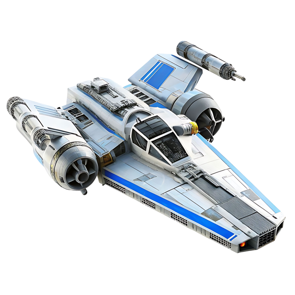 Futuristic Sci Fi Starfighter Spaceship Aircraft Render 3D Model Design png