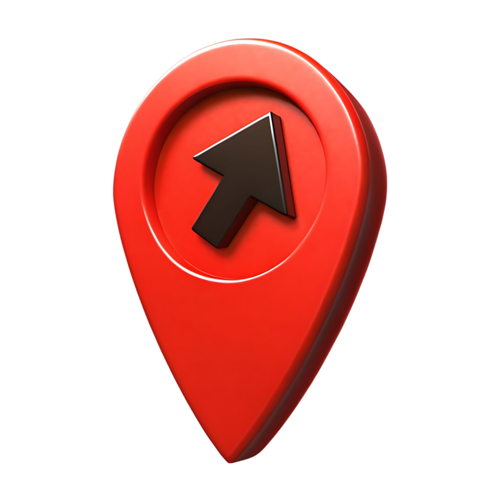 3D Red Map Pointer with transparent Up Arrow Icon Location Navigation Symbol png