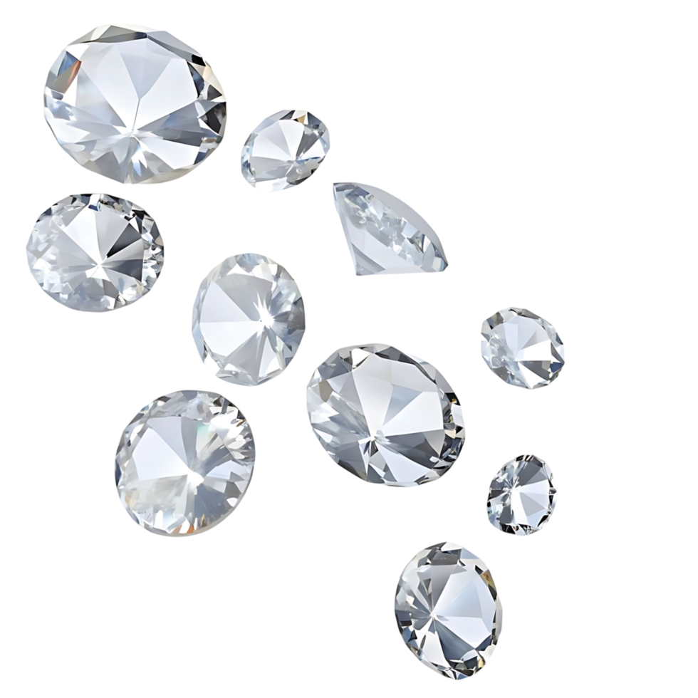 Collection of Sparkling Diamonds on transparent Background png