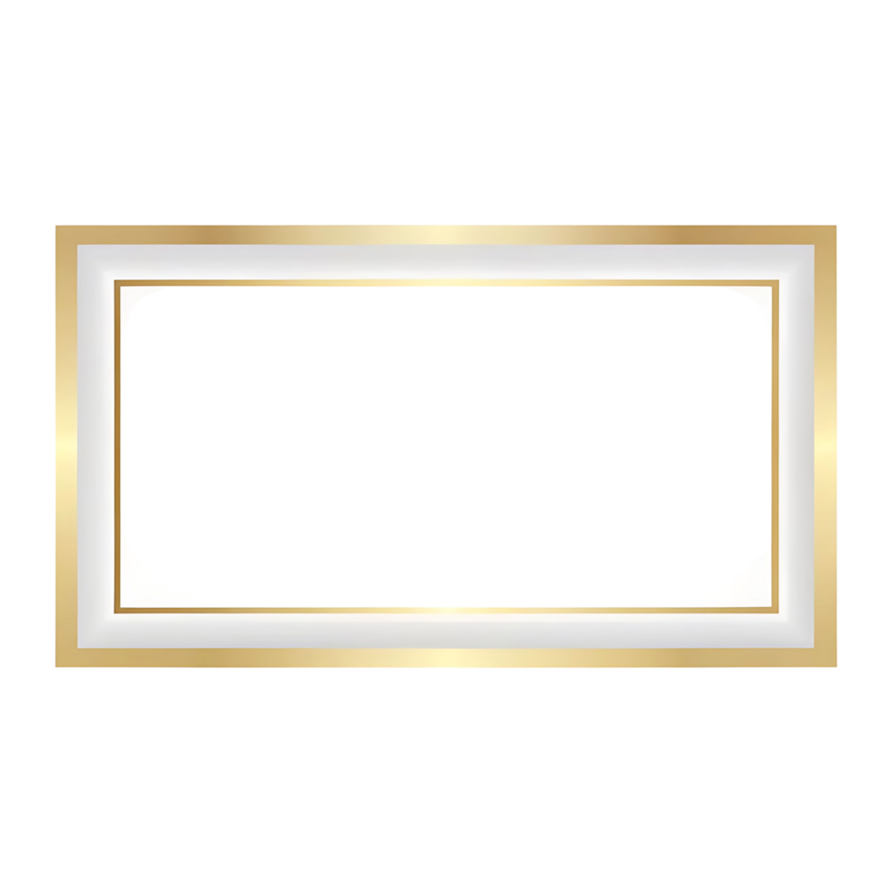 Elegant Gold and White Rectangular Frame with a Modern Design for Pictures or Artwork png