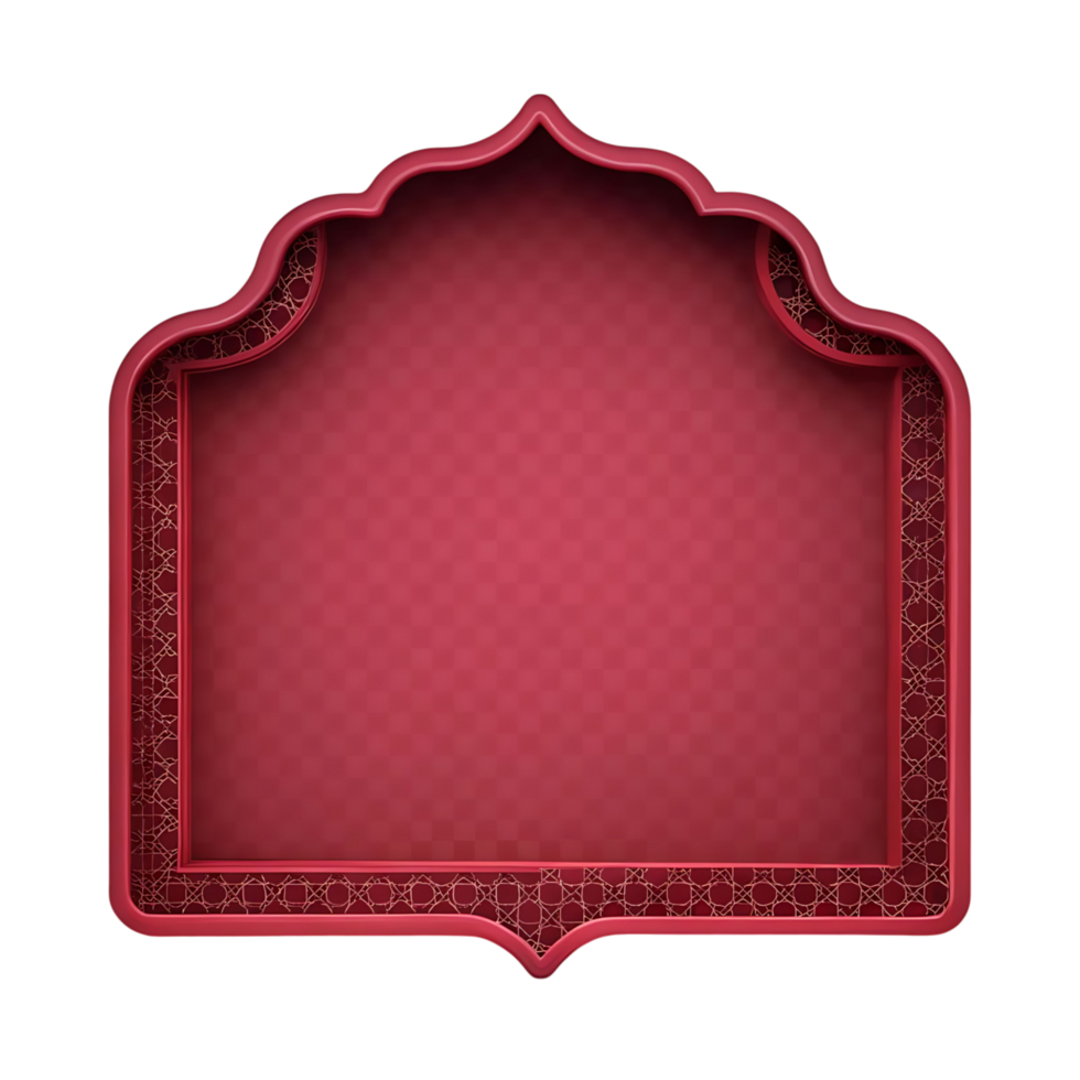Elegant Red Islamic Frame with Intricate Geometric Pattern for Design and Decoration png