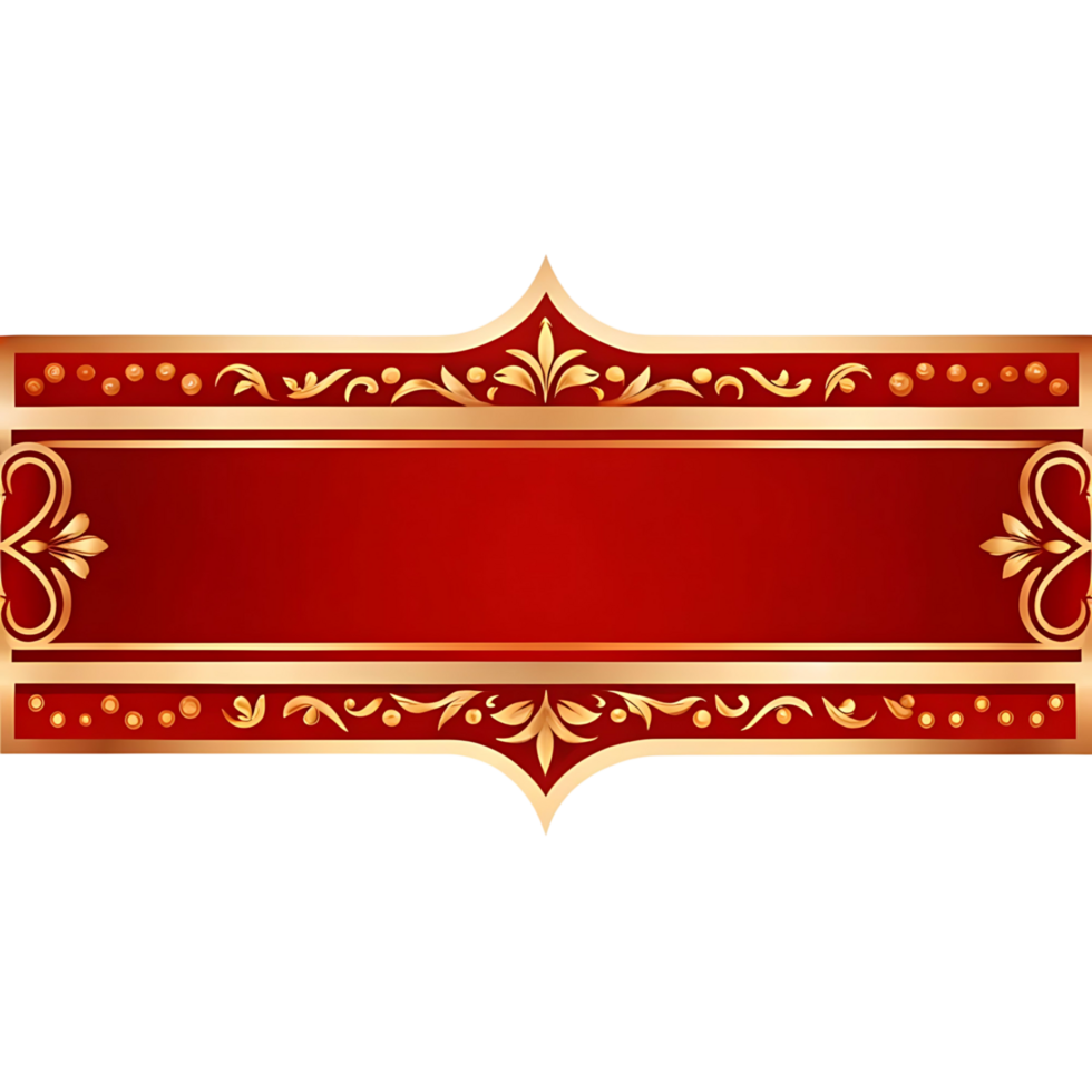 Elegant Red and Gold Decorative Banner with Ornate Floral Design and Frame png