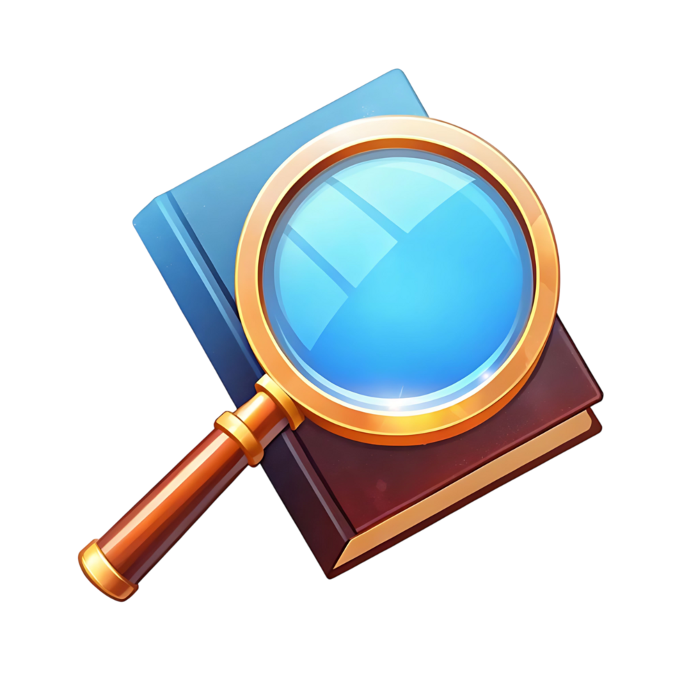 Magnifying Glass Exploring the Mysteries Within an Antique Book png