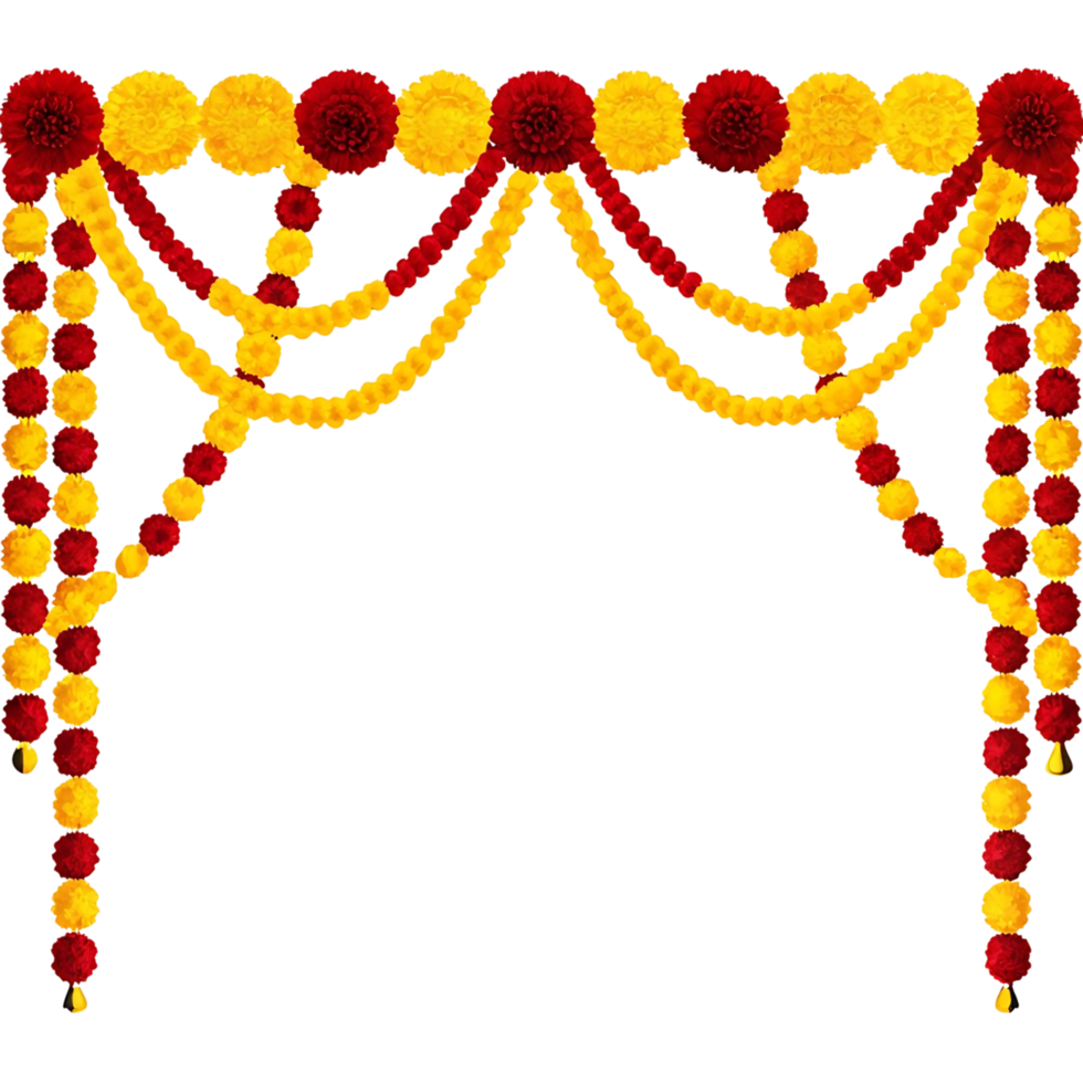 Beautiful Red and Yellow Flower Garland Decoration for Festive Events png