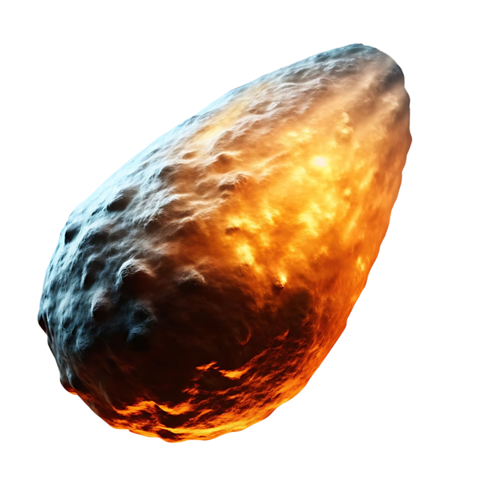 Fiery Cosmic Rock Glowing Asteroid Space Rock Celestial Body Burning Meteoroid Flaming Space Object Igneous Extraterrestrial png