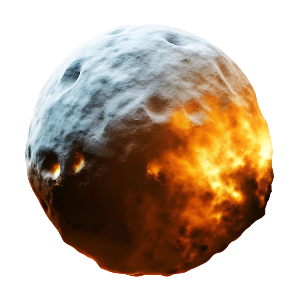Fiery Icy Celestial Body Space Rock Asteroid Comet Burning Ice png