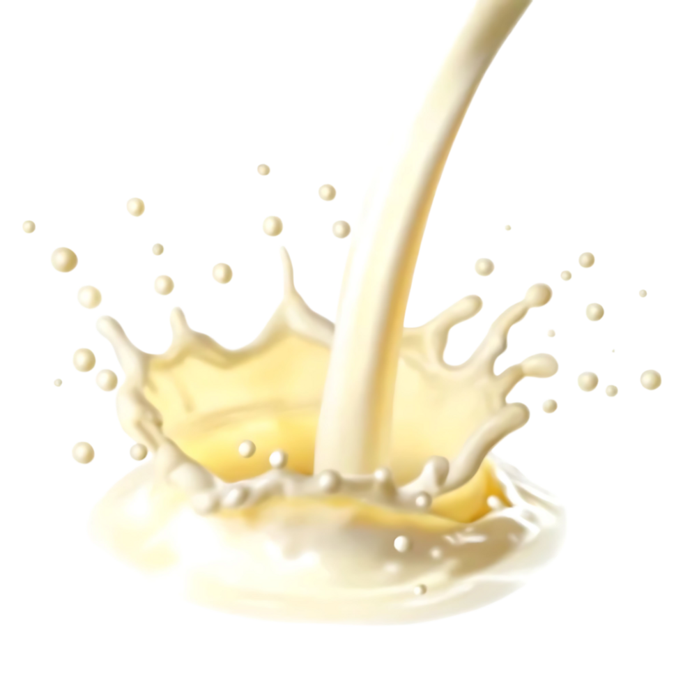 Creamy Milk Splashing and Pouring into a Bowl on a transparent Background png