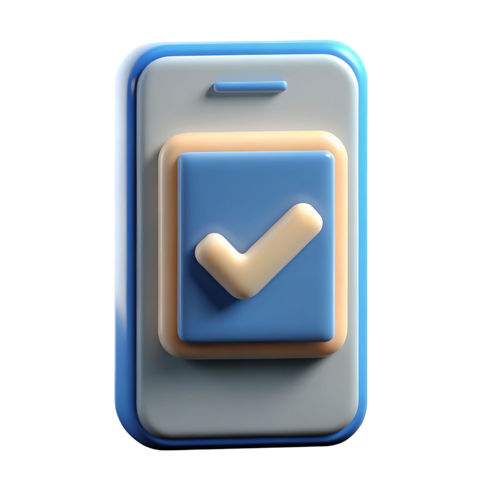 3D Render of a Smartphone with a Checkmark Icon Representing Mobile App Confirmation Success png
