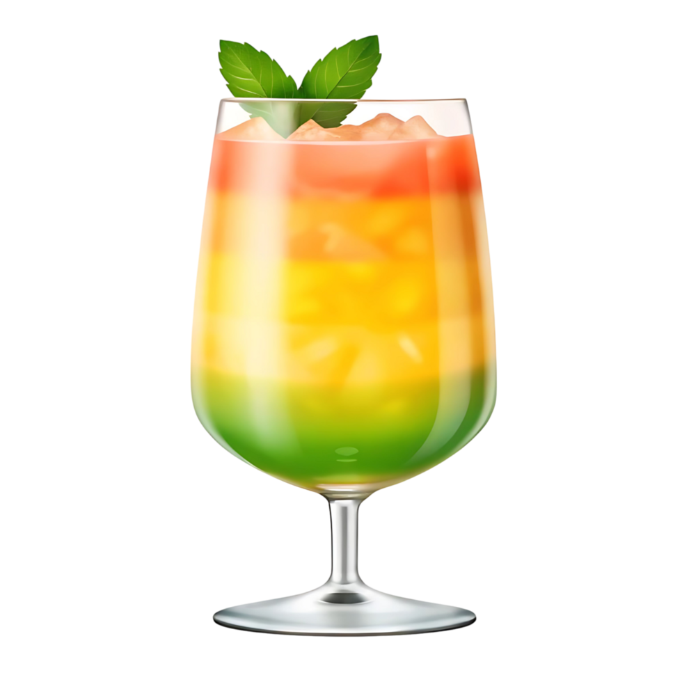 Refreshing Layered Tropical Cocktail with Mint Garnish in Elegant Glassware png