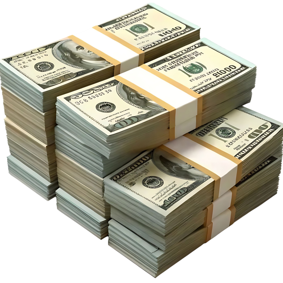 A Stack of Three Bundles of One Hundred Dollar Bills png