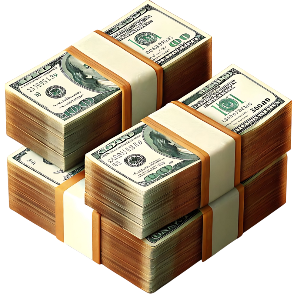 A Stack of One Hundred Dollar Bills Representing Wealth and Financial Success png