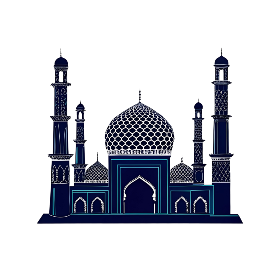 Majestic Mosque Architectural Design transparent Night View Elegant Islamic Building Structure png