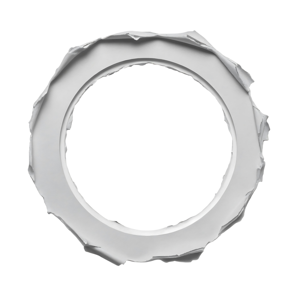 Circular Frame of Torn White Paper on transparent Background Abstract Design Element png