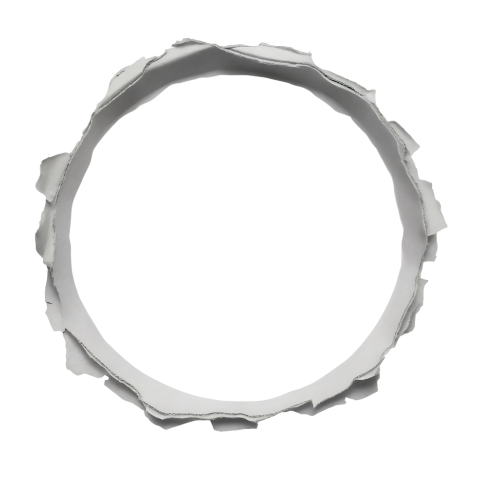 Circular Torn Paper Frame with Irregular Edges on transparent Background png