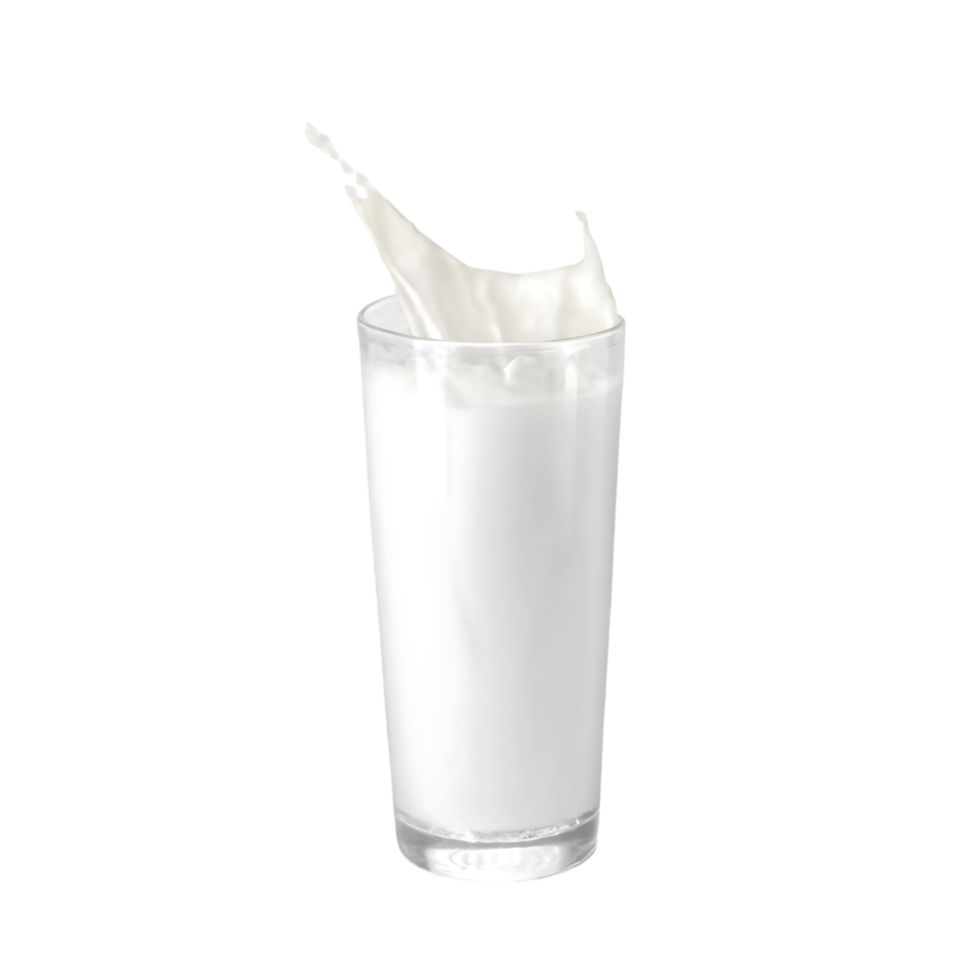 Refreshing Glass of Milk with Splashing Cream Texture Photo png