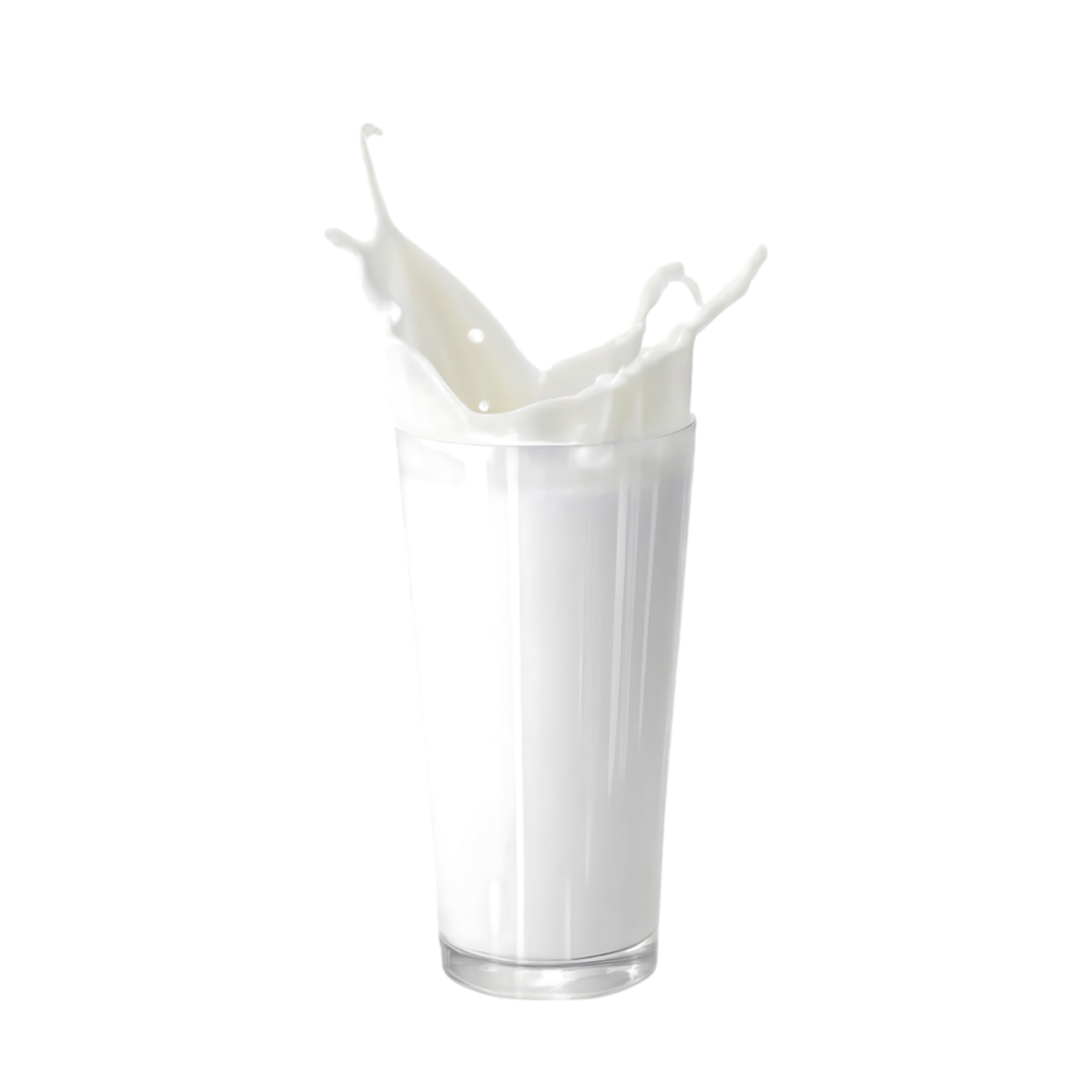 Refreshing Glass of Milk with Splashing Creamy Texture png