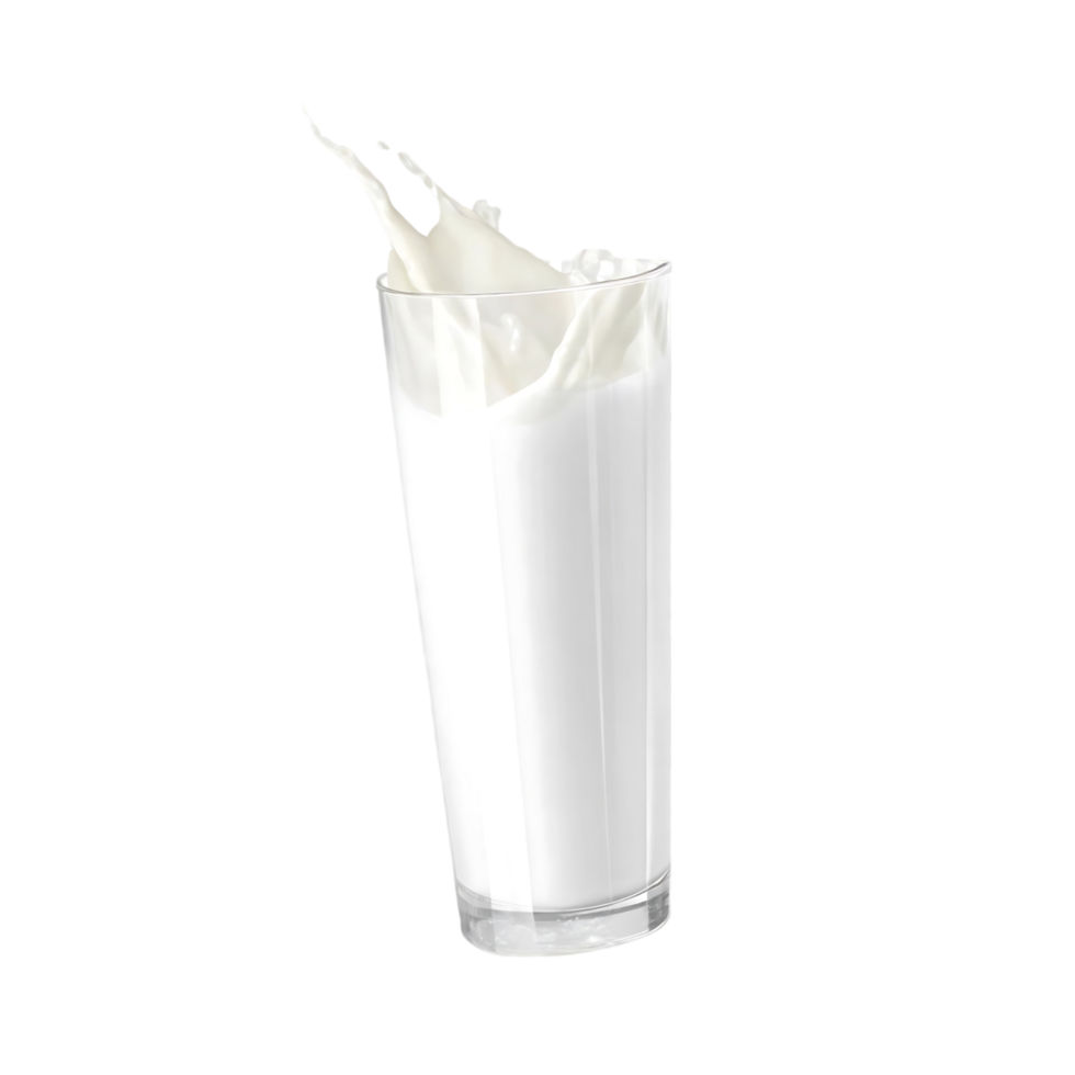 Refreshing Glass of Milk with Splashing Creamy Texture in HighResolution png
