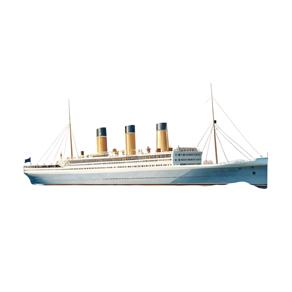 A digital painting of the RMS Titanic ocean liner a British passenger ship that sank in the Atlantic Ocean in 1912 png